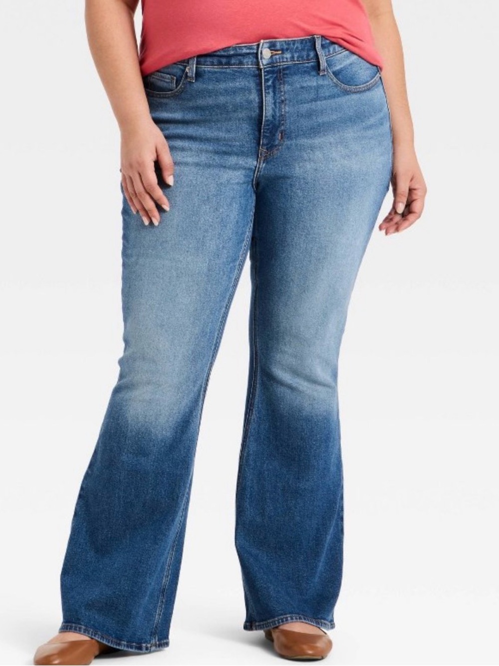 NWT Women's Mid Wash Flare Jeans - Blue